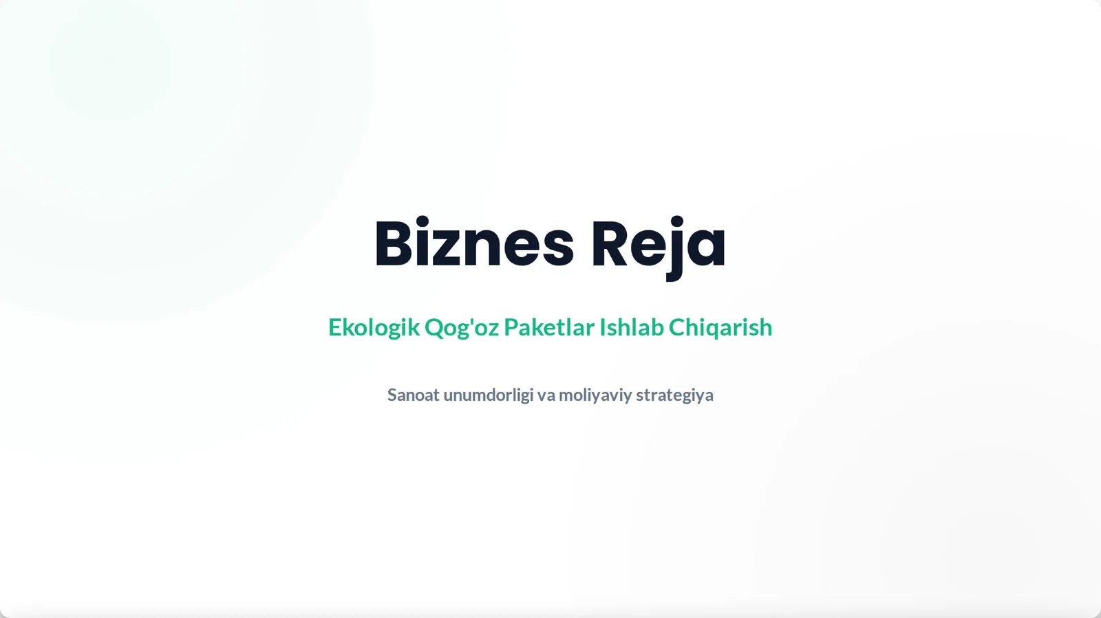 TAYYOR BIZNES REJA + SLAYD (0 dan boshlash uchun)