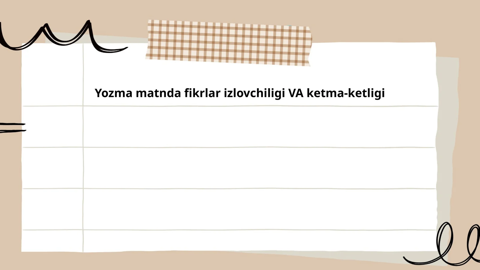 Yozma matnda fikrlar izlovchiligi VA ketma-ketligi
