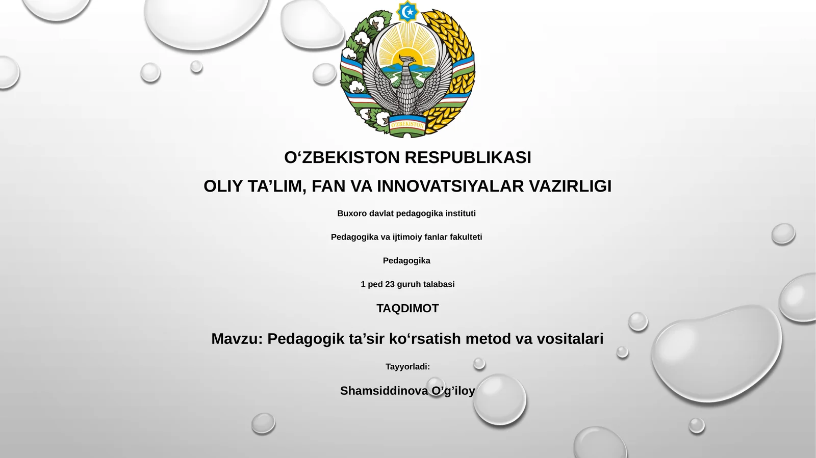 Pedagogik ta’sir ko‘rsatish metod va vositalari