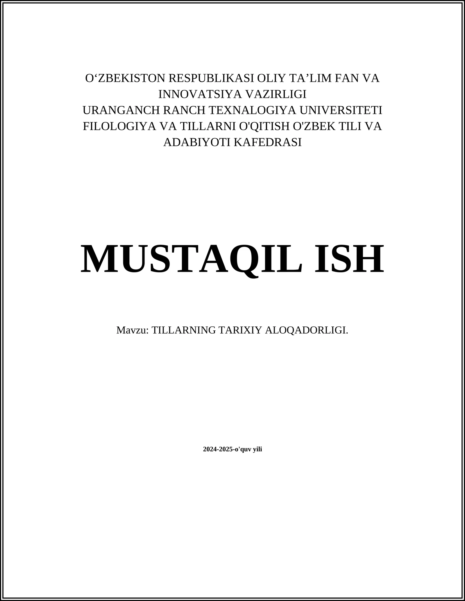 TILLARNING TARIXIY ALOQADORLIGI