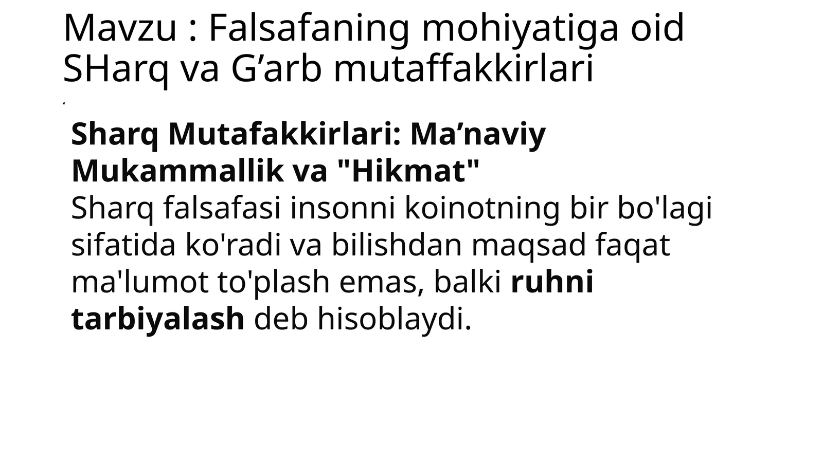 Abu Ali ibn Sino: Falsafa va tabiati betaklif