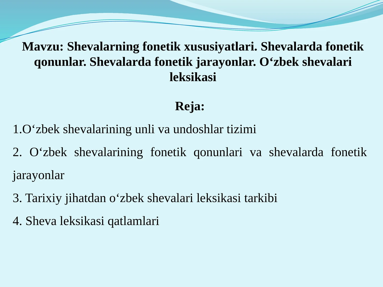 Shevalarning fonetik xususiyatlari. Shevalarda fonetik qonunlar. Shevalarda fonetik jarayonlar. O‘zbek shevalari leksikasi