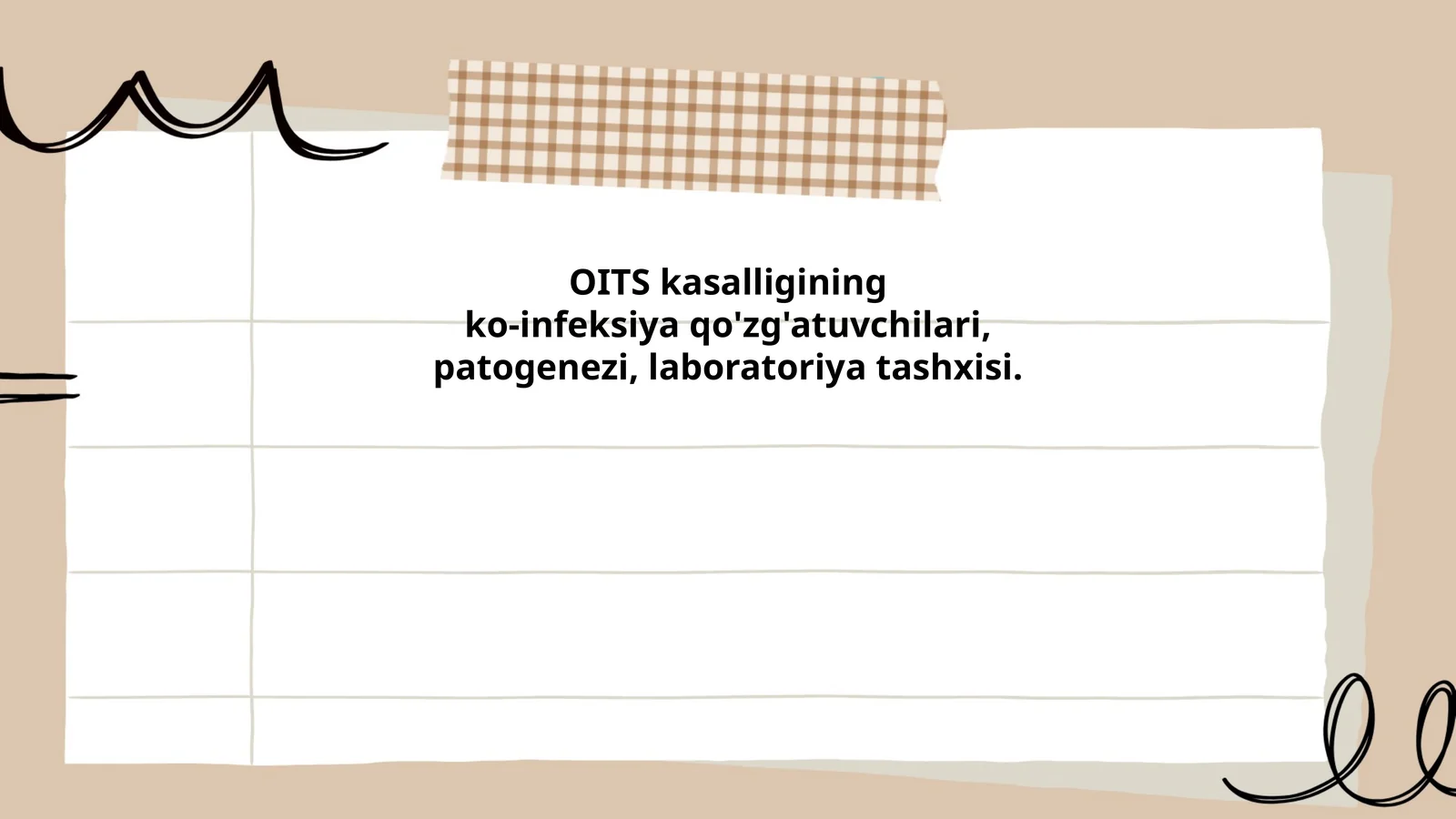 OITS kasalligining ko-infeksiya qo'zg'atuvchilari, patogenezi, laboratoriya tashxisi