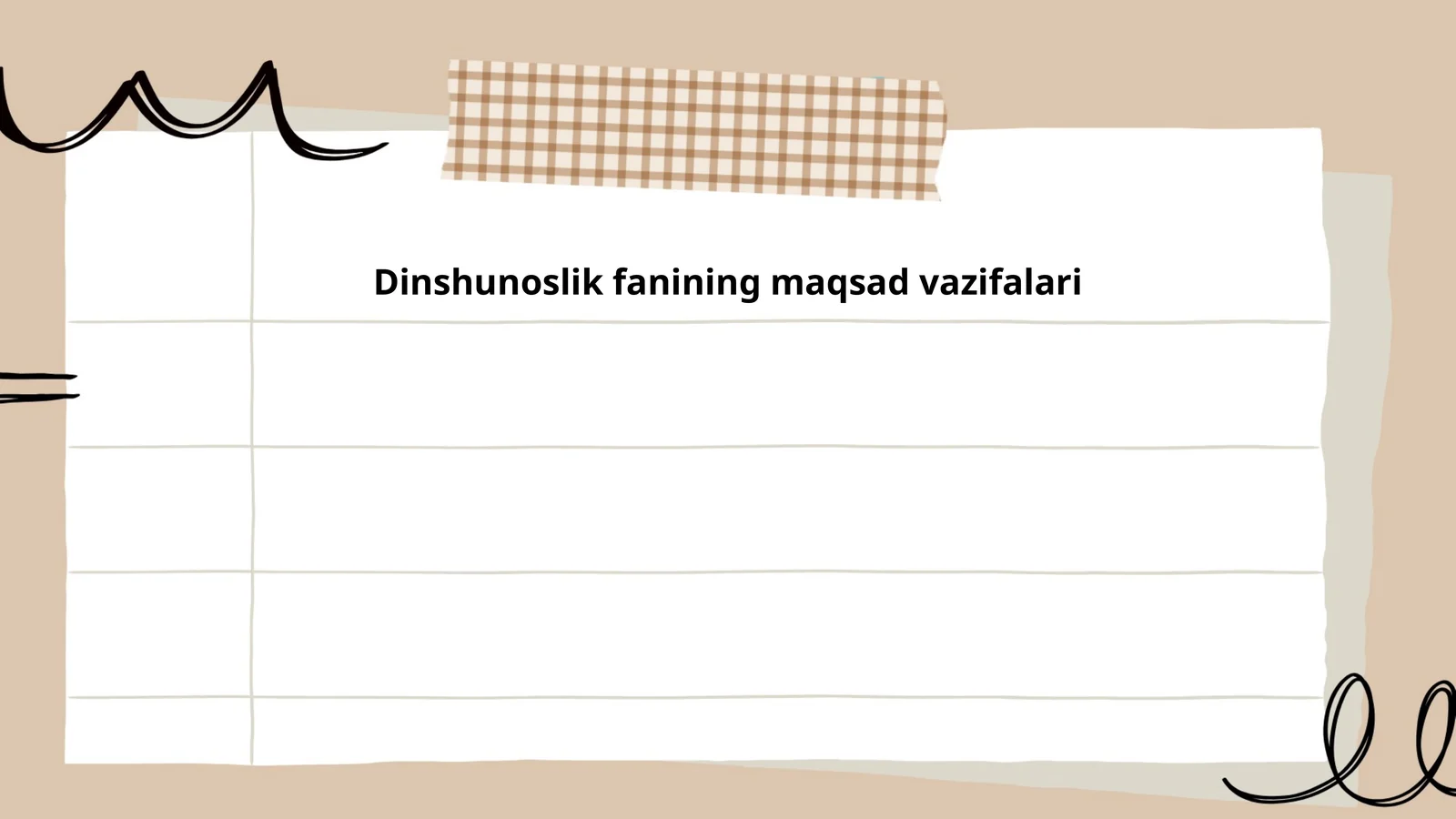 Dinshunoslik fanining maqsad vazifalari