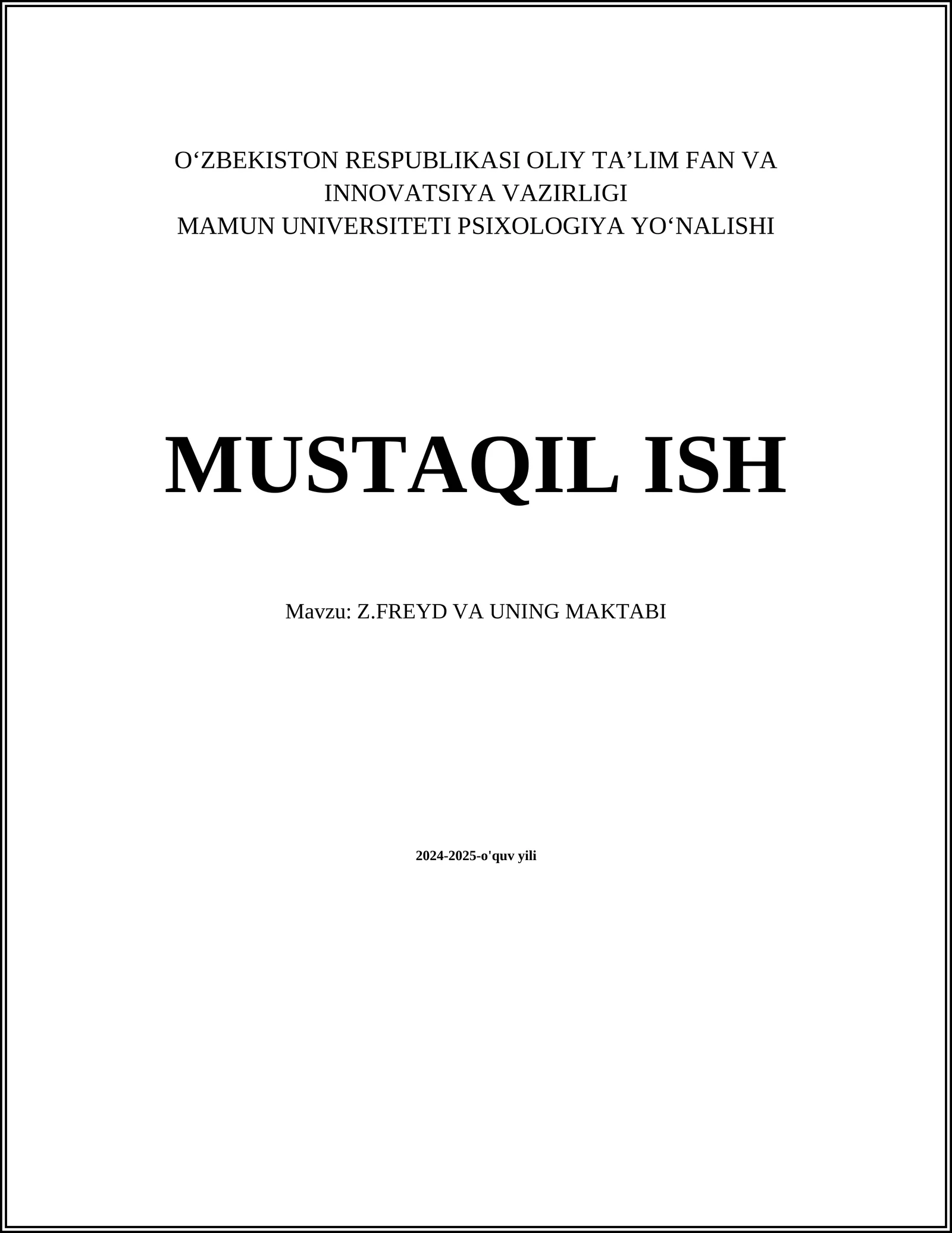 Z.FREYD VA UNING MAKTABI