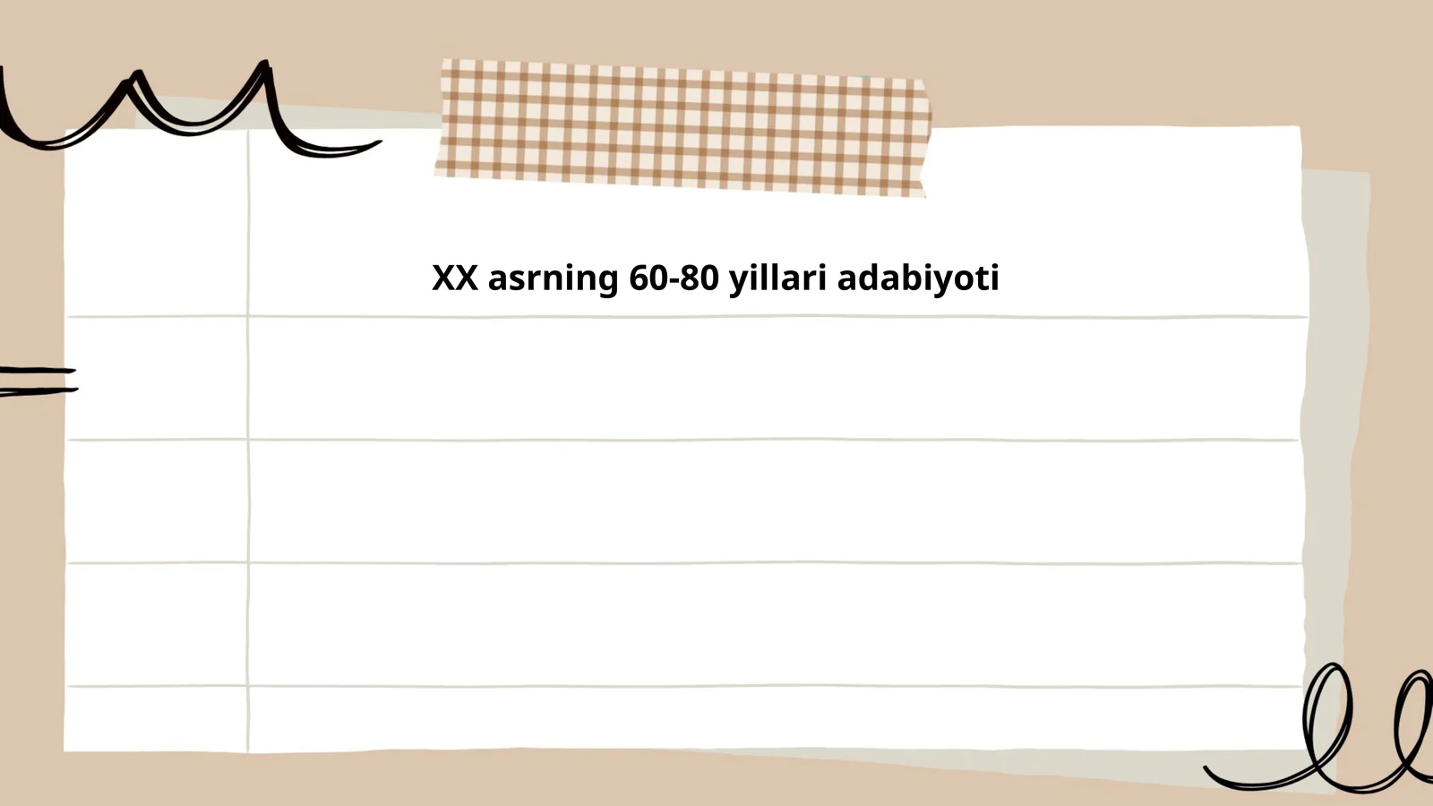 XX asrning 60-80 yillari adabiyoti