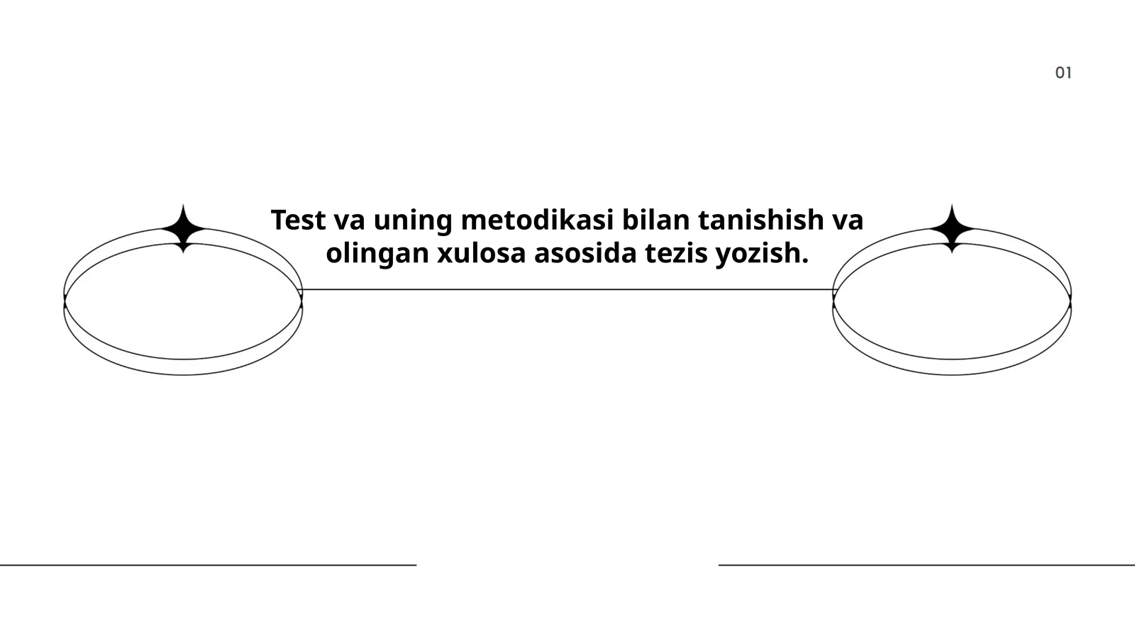 Test va uning metodikasi bilan tanishish va olingan xulosa asosida tezis yozish